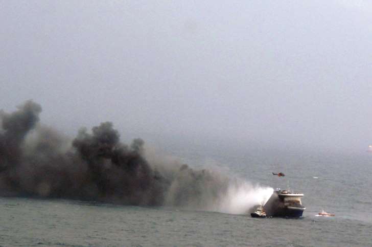 Five dead, 22 people still to be rescued from blazing ferry