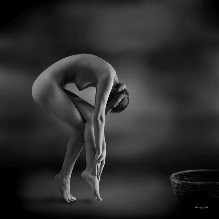 A nude model poses in a work provided by photographer Dung Art.