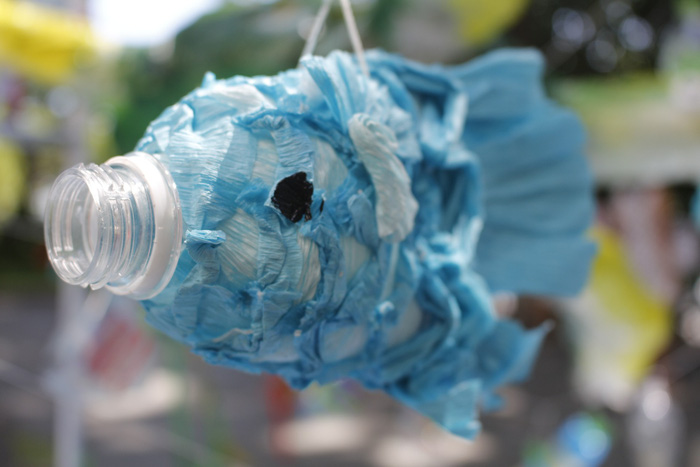 A fish bottle is seen at the ‘Plastic Monster’ exhibition in Da Nang, Vietnam, June 30 and July 1, 2018. Photo: Tuoi Tre