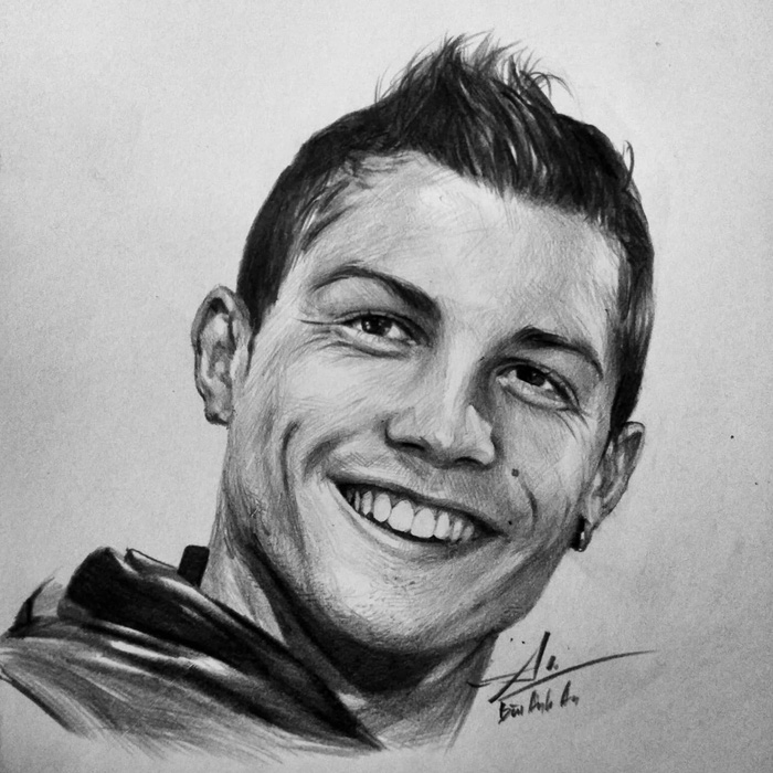 Ronaldo’s face from a different angle is depicted in this drawing posted on Bui Anh An’s Facebook.