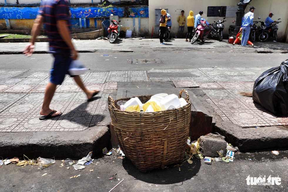Trash blocks a drain in front of the Children’s Hospital 1 in Ho Chi Minh City.