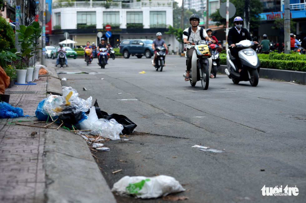 Trash along a street in Ho Chi Minh City.