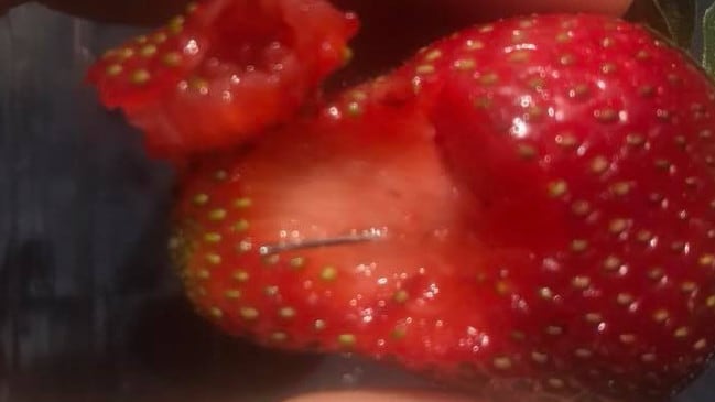A needle is found inside a strawberry in Australia. Photo: Facebook