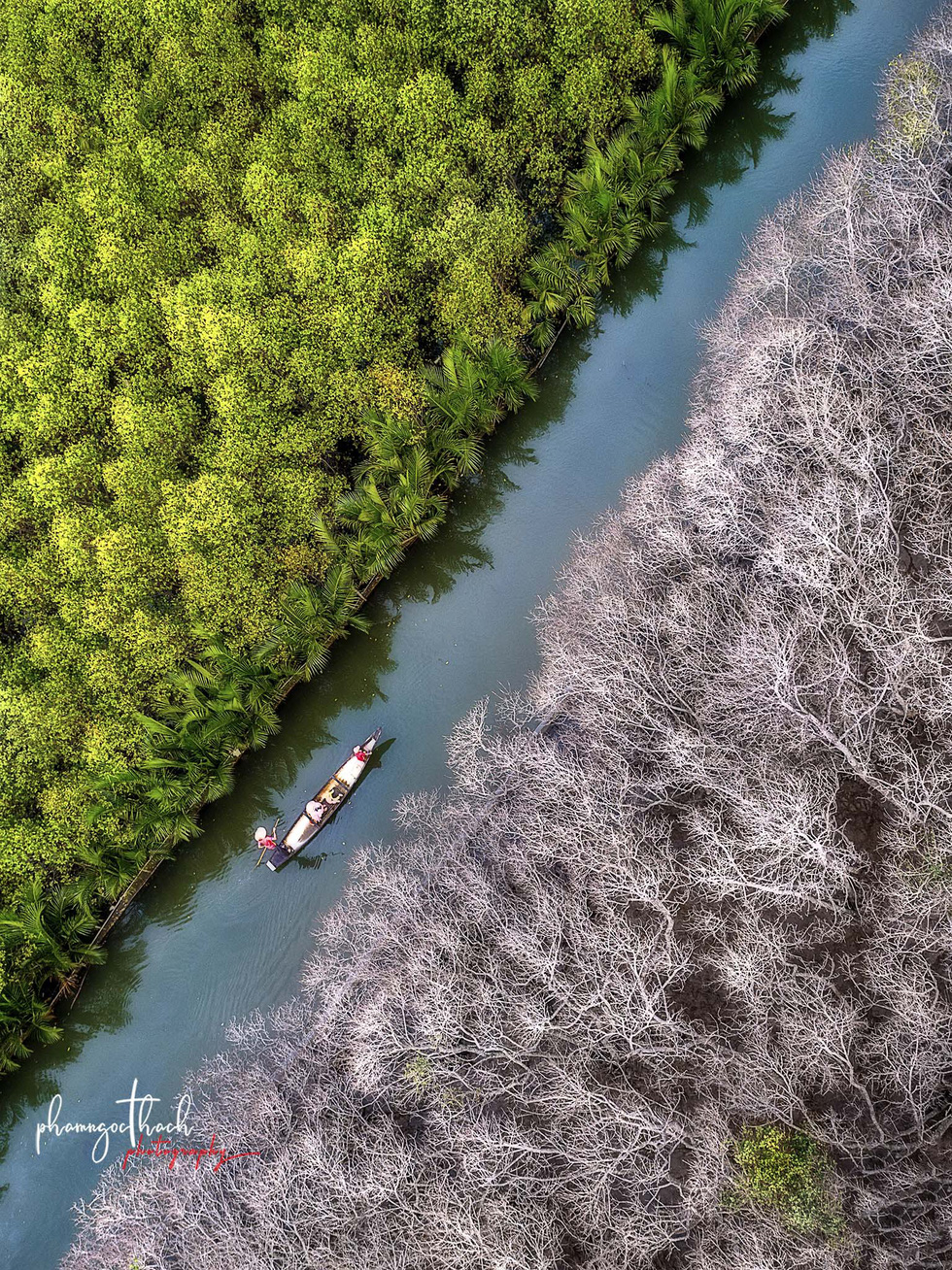 A boat floats near the Ru Cha Forest in Thua Thien-Hue Province, central Vietnam. Photo: Pham Ngoc Thach