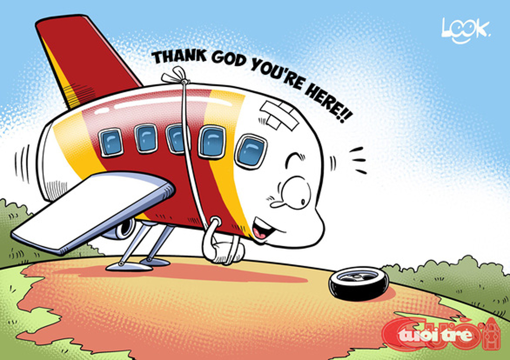 Cartoon: Plane's missing wheels inspires Vietnamese caricature artists |  Tuoi Tre News