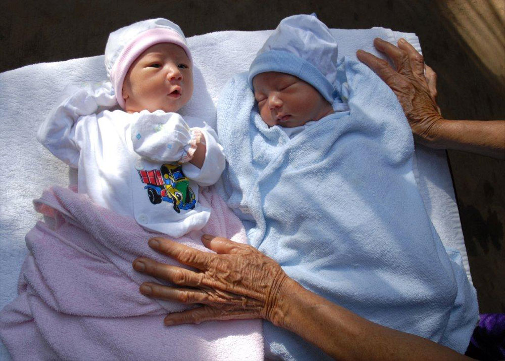 A photo of two newborns wins the second prize.