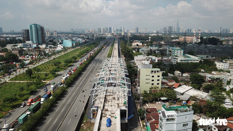 A metro stop is under construction in Ho Chi Minh City. Photo: Tuoi Tre