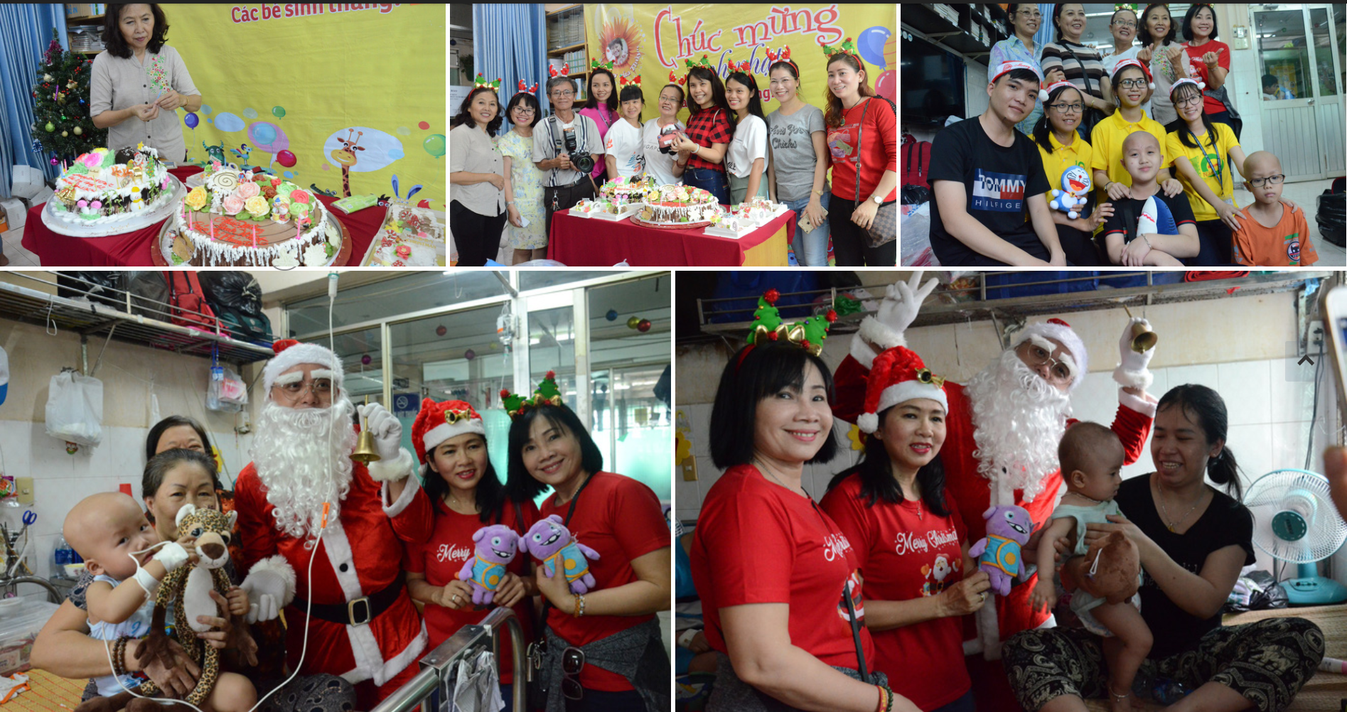 Volunteers dressed up as Santa Claus visit cancer children as part of Uoc mo cua Thuy campaign. Photo: Uyen Trinh / Tuoi Tre