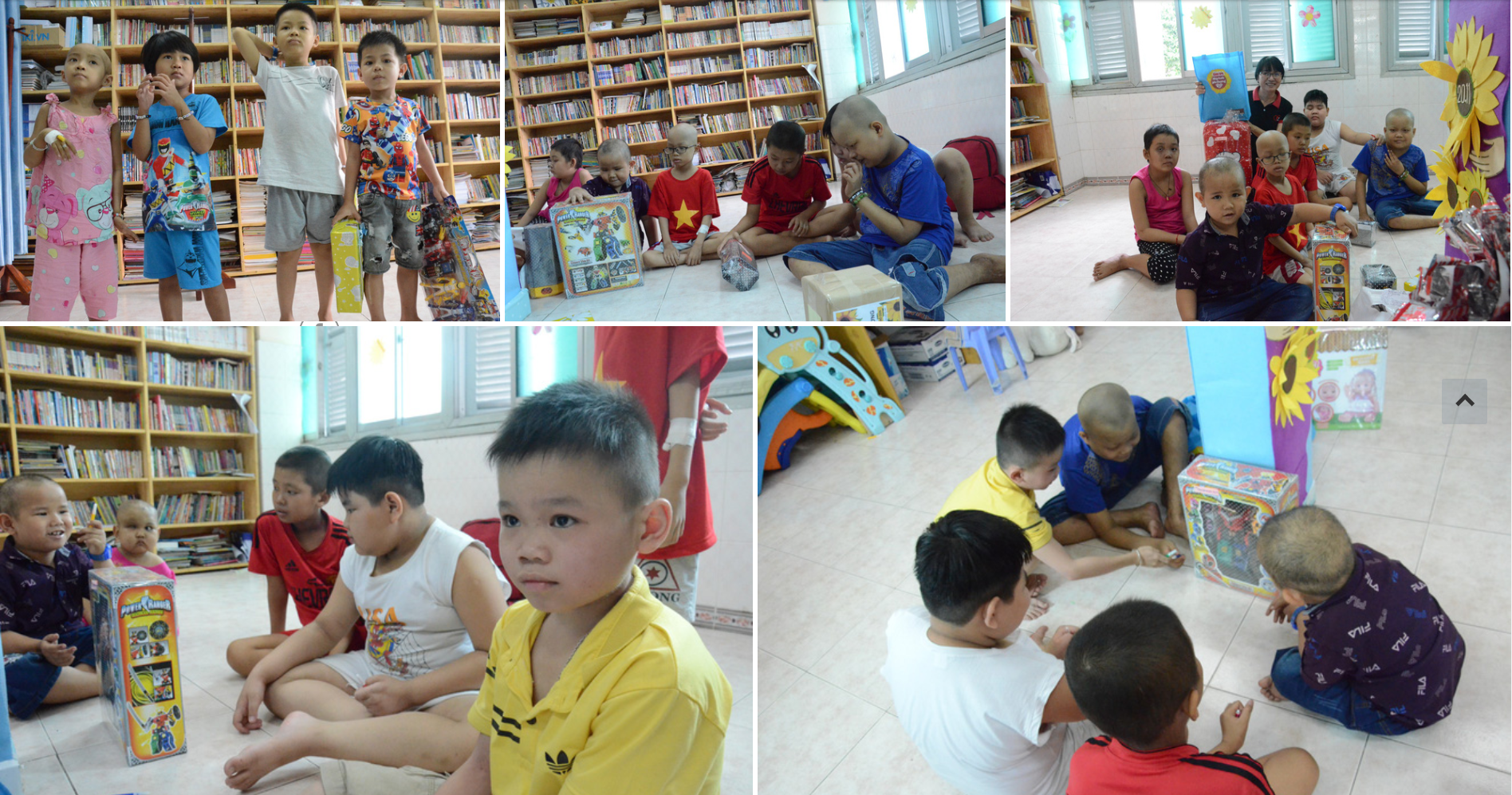 The common room at Ho Chi Minh City Oncology Hospital is a place where children expect their gifts. Photo: Uyen Trinh / Tuoi Tre.
