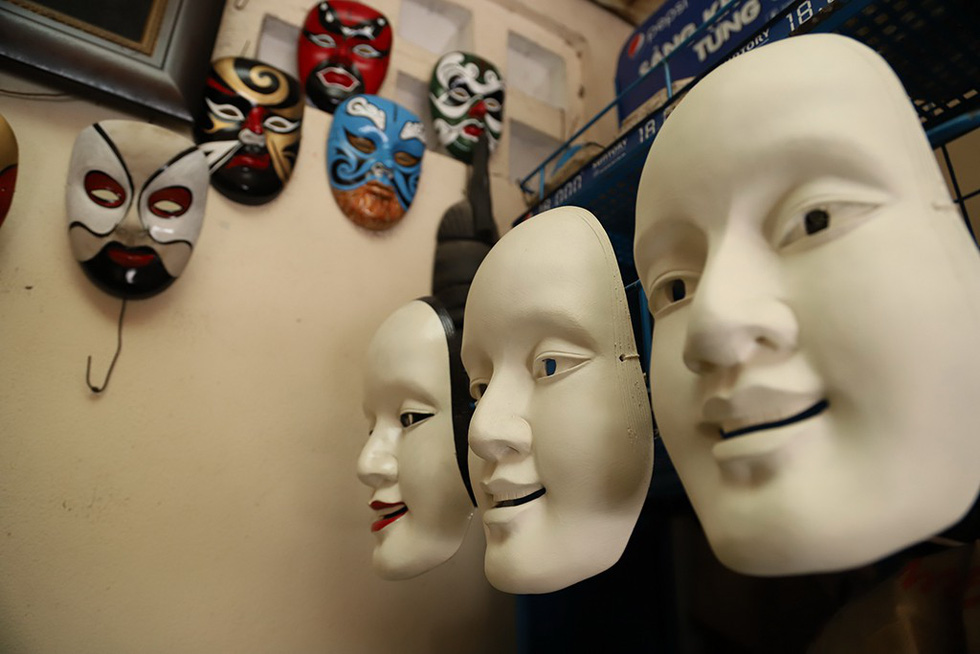 Nguyen Van Bay’s masks are displayed at his home in Ho Chi Minh City. Photo: Nhu Hung / Tuoi Tre