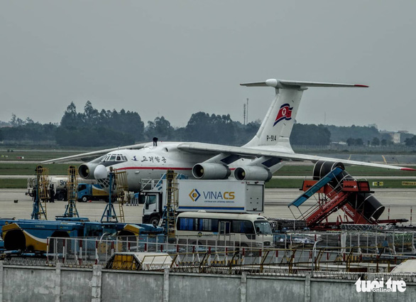 The aircraft by Air Koryo carrying North Koreans for the second DPRK-US summit is pictured at Noi Bai International Airport in Hanoi, Vietnam, February 24, 2019. Photo: Nam Tran / Tuoi Tre