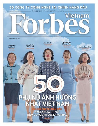 The cover of the Forbes Vietnam issue featuring the 50 most influential women in Vietnam in 2019.