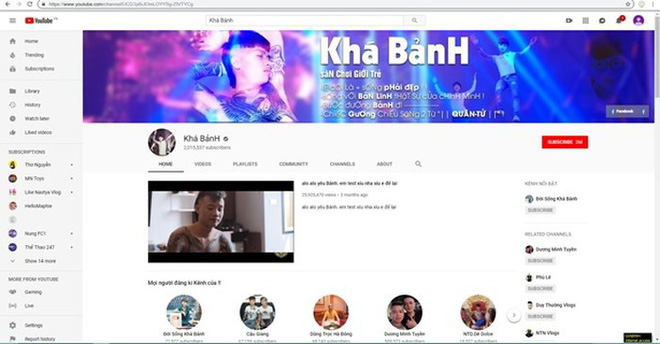 A screen grab of Ngo Ba Kha's YouTube channel before it was shut down on April 3, 2019.