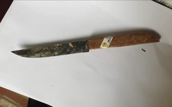 The knife used in the attack is seen in this photo provided by the police.