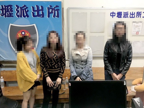 Four Vietnamese women who went missing are seen at a police station in Taiwan after being arrested on December 27, 2018. Photo: Now News
