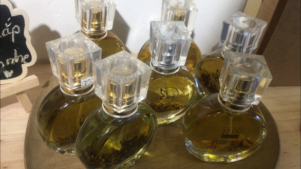 Nguyen Le Quynh Nhu’s bottles of handmade perfume. Photo: Tuoi Tre