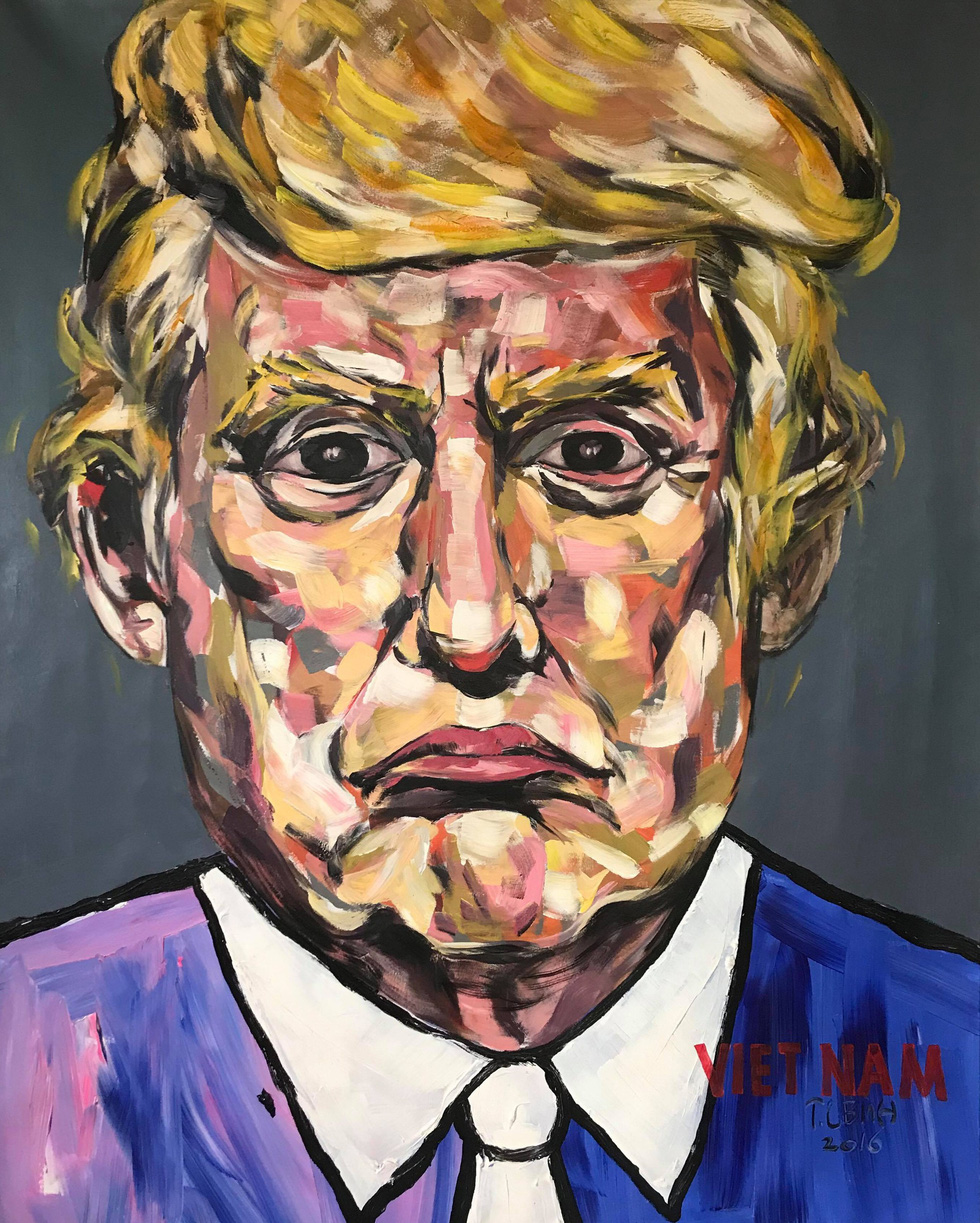 A portrait of U.S. President Donald Trump by Tran Lam Binh