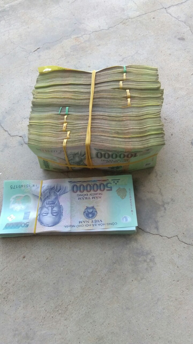 The money Nguyen Huu Hanh found in the bag is seen in this supplied photo.