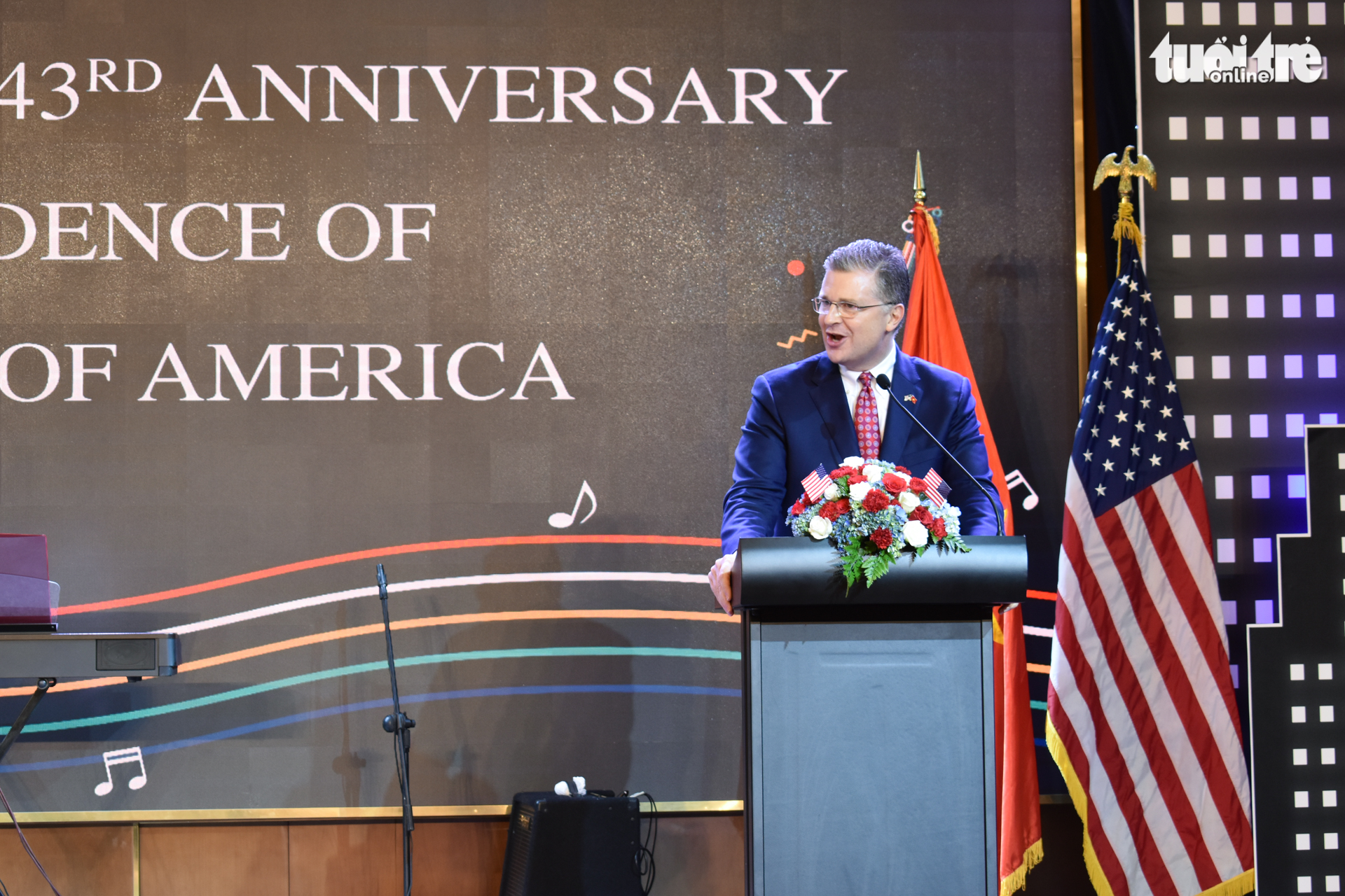 U.S. Ambassador to Vietnam Daniel Kritenbrink addresses an event celebrating the 243rd U.S. Independence Day in Ho Chi Minh City on June 5, 2019. Photo: Tuan Son / Tuoi Tre News