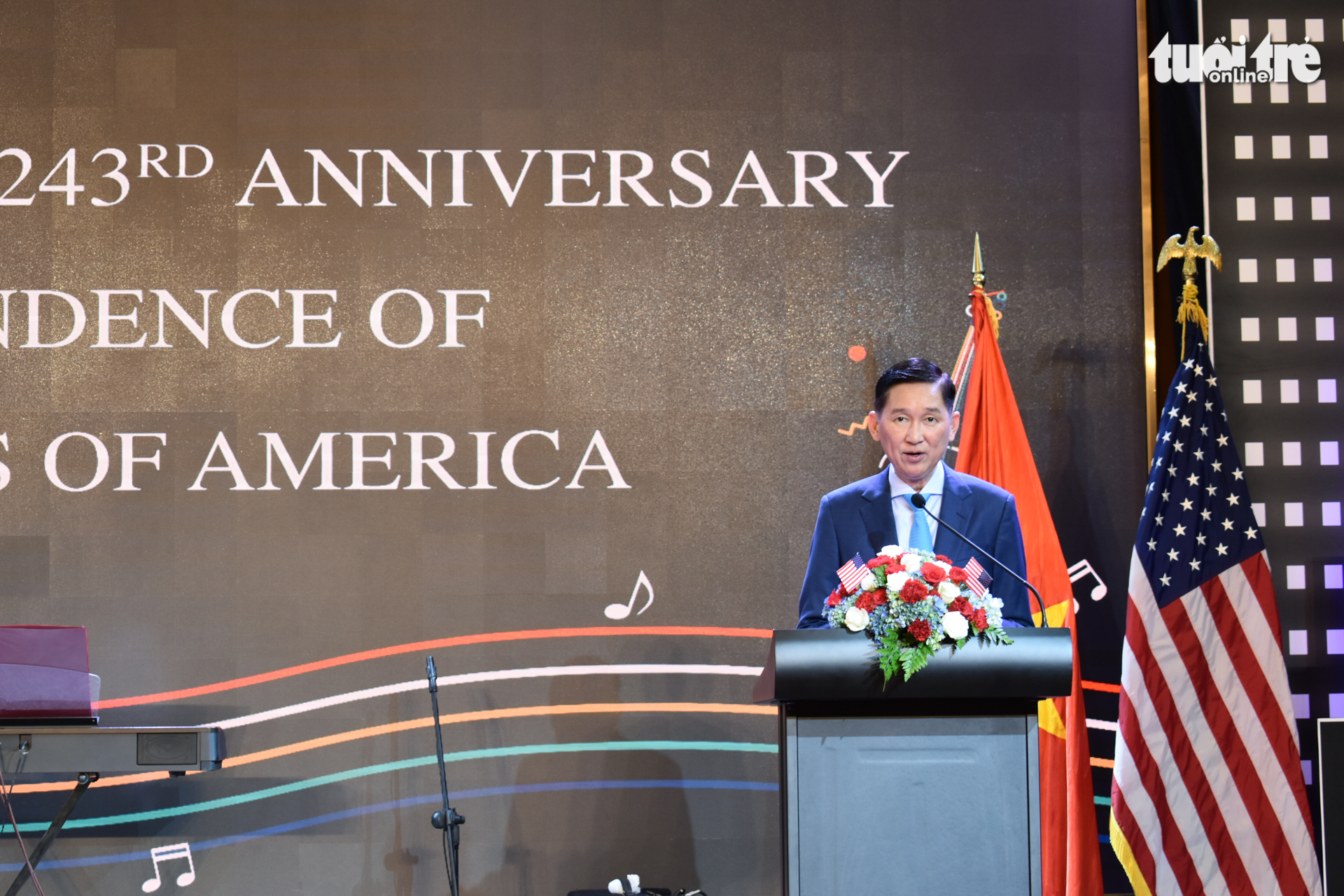 Ho Chi Minh City deputy chairman Tran Vinh Tuyen addresses an event celebrating the 243rd U.S. Independence Day in Ho Chi Minh City on June 5, 2019. Photo: Tuan Son / Tuoi Tre News