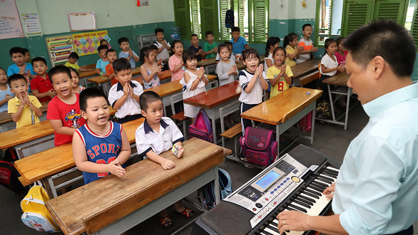 Students of Ky Dong Elementary School (District 1, Ho Chi Minh City) sing at a summer music course. Photo: Nhu Hung / Tuoi Tre