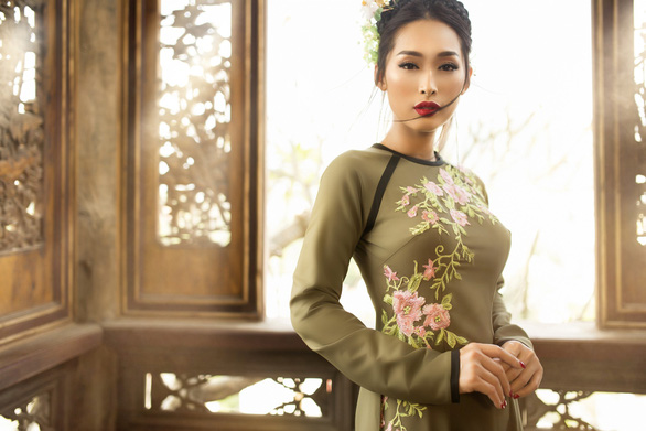 Vietnamese model Quynh Thy is pictured wearing an ao dai in the Xuan Thi collection by Vo Viet Chung. Photo: Supplied