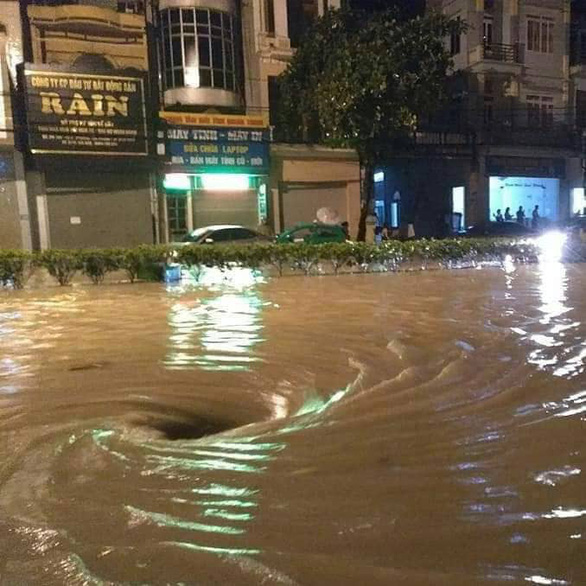 A flooded street is seen in the aftermath of typhoon Wypha in Dien Bien, northern Vietnam, August 2, 2019. Photo: VT