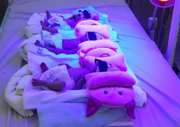 The babies are put on a warning mattress. Photo: Buu Dau / Tuoi Tre