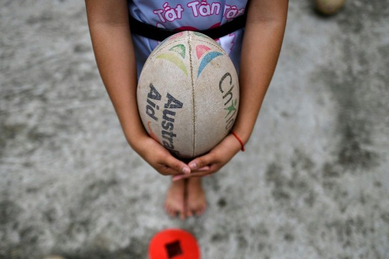 A rugby ball is an unusual sight in rural Vietnam. Photo: AFP