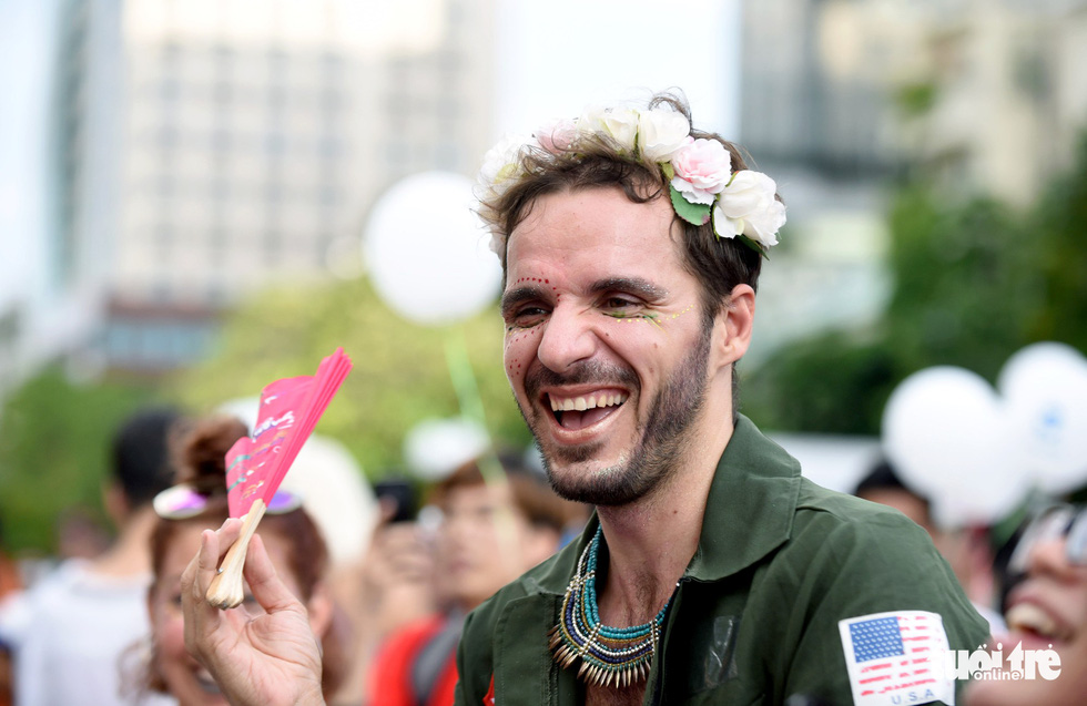 A foreigner is pictured at the event. Photo: Duyen Phan / Tuoi Tre