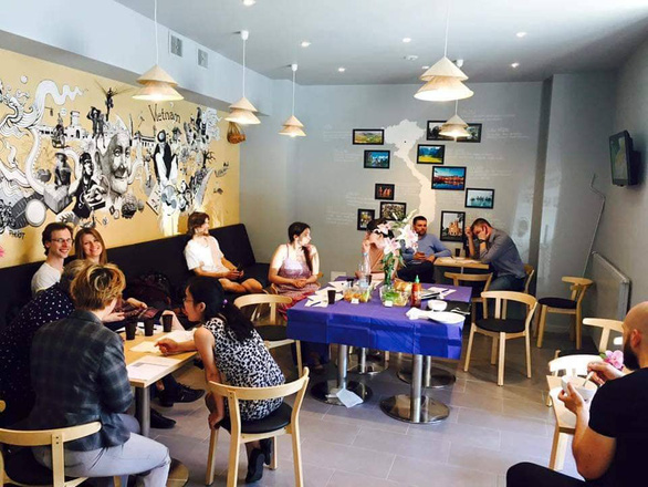 Customers are seen at TAVS Banh mi restaurant in Riga, Latvia. Photo: Thanh My / Tuoi Tre