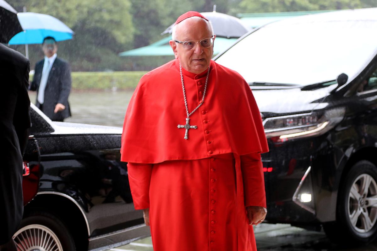 Vatican Cardinal Francesco Monterisi arrives at the Imperial Palace to attend the proclamation ceremony of the enthronement of Japan's Emperor Naruhito in Tokyo, Japan, October 22, 2019. Koji Sasahara/Pool via REUTERS