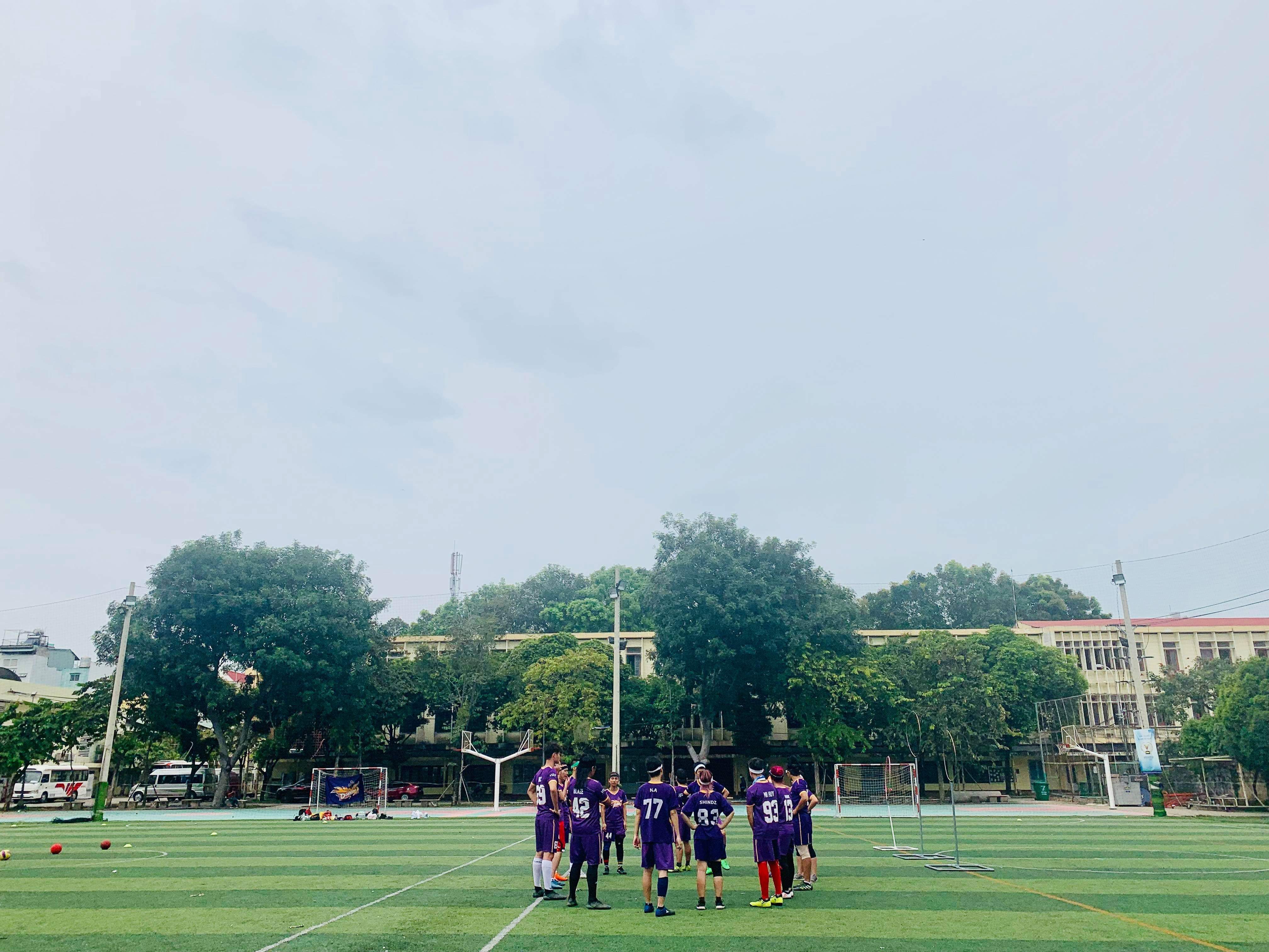 A team discuss before a match in the maiden Vietnam Quidditch Cup organized by the Vietnam Quidditch Association  in Tan Binh District, Ho Chi Minh City, November 10, 2019 in this provided photo
