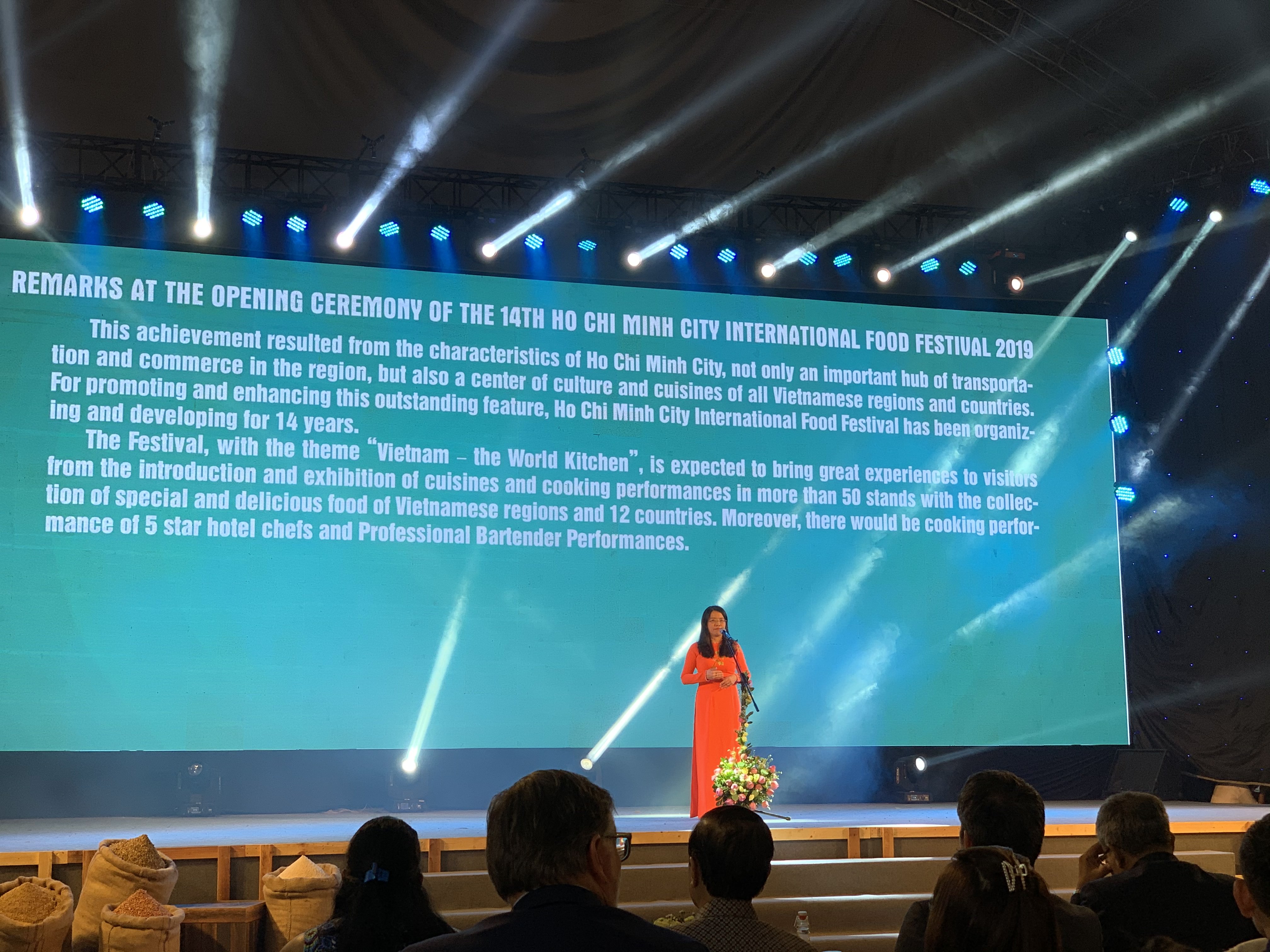 Nguyen Thi Anh Hoa, deputy director of the Ho Chi Minh City Department of Tourism, speaks at the opening ceremony of the international food festival held at the Youth Cultural House in District 1, Ho Chi Minh City, November 14, 2019. Photo: Bao Anh / Tuoi Tre News