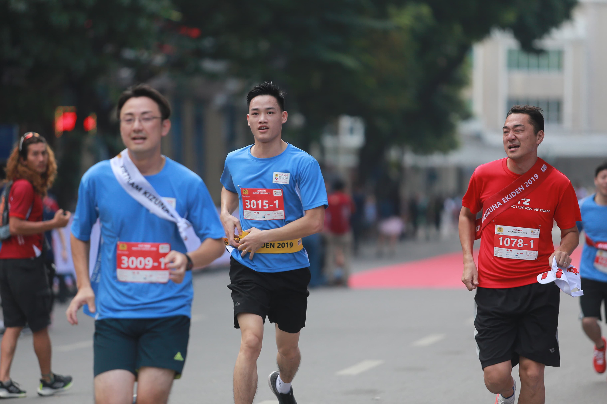 Runners are pictured during the relay race.