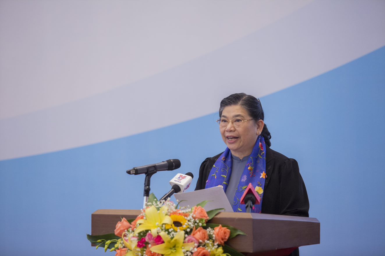 Tong Thi Phong, vice-chair of the National Assembly, speaks at a high-level conference on policies for the comprehensive development of children, held in Hanoi on November 23, 2019 by the National Assembly, in collaboration with the Ministry of Labor, Invalids and Social Affairs and UNICEF