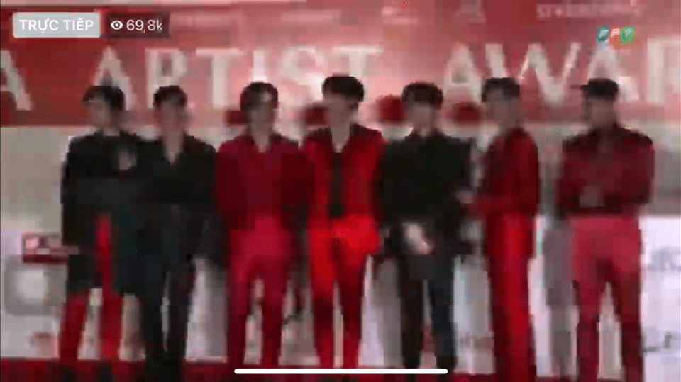 A low-quality video stream of the Asia Artist Award 2019 in Hanoi, Vietnam is seen in this screen grab.
