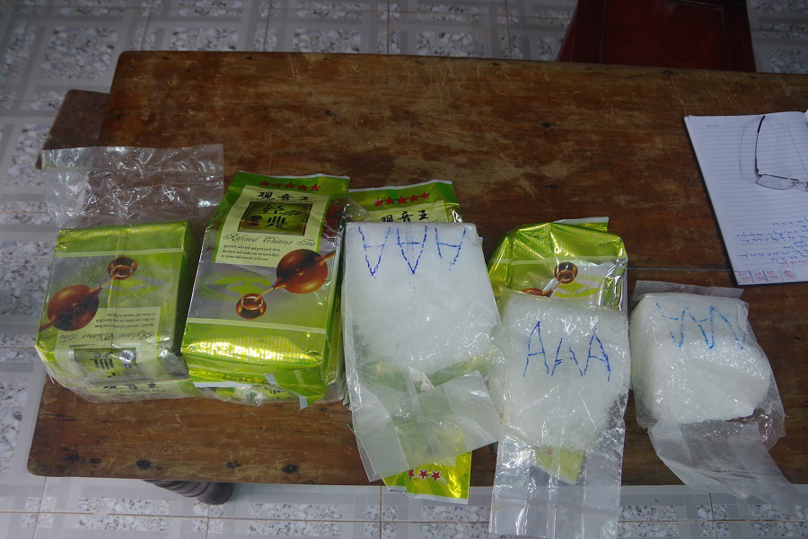 Packages of suspect drugs discovered in the north-central province of Thua-Thien Hue on December 1, 2019 are seen in this photo provided by police officers.