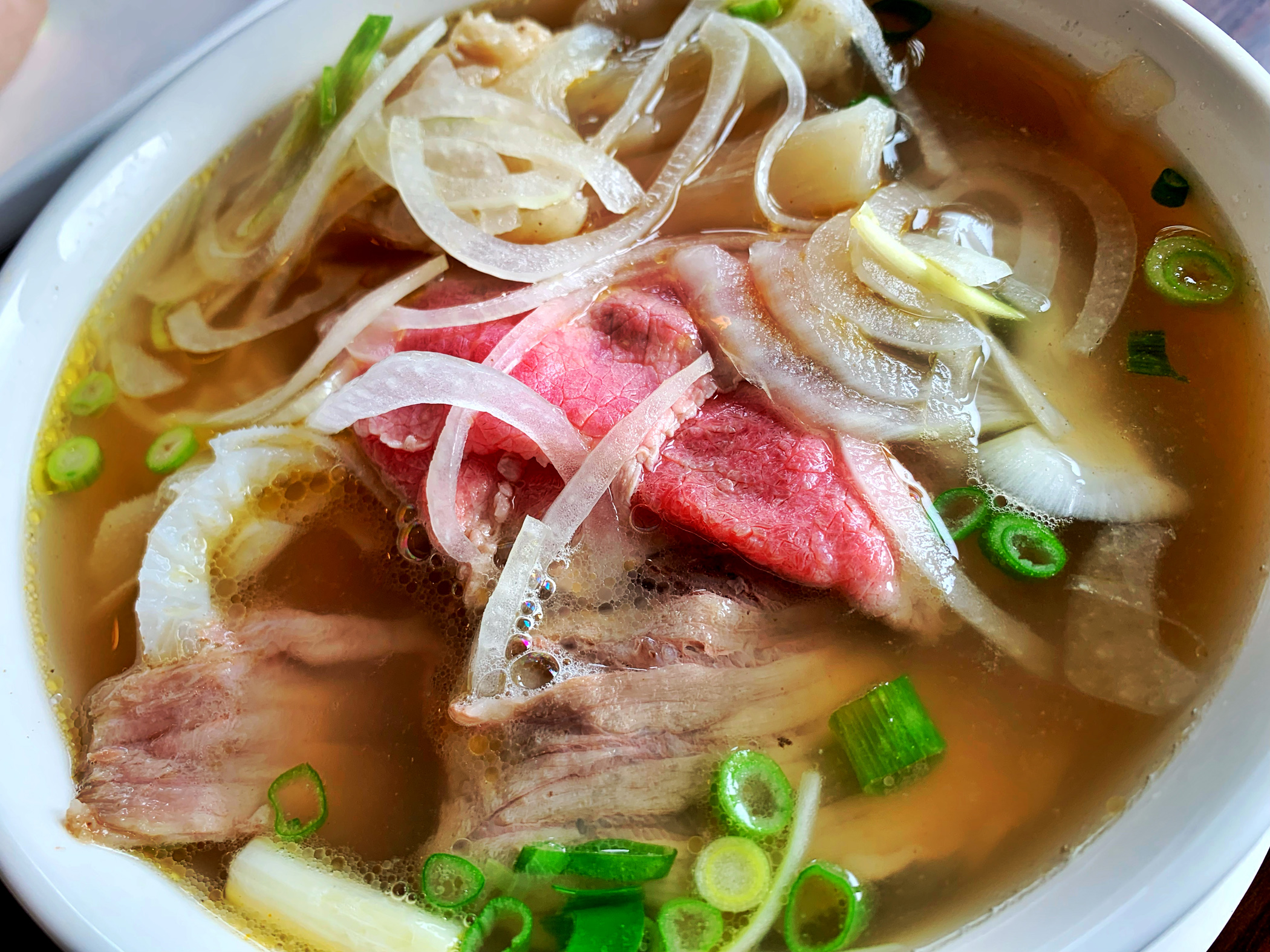 A bowl of rare beef, tendon and tripe pho served at a restaurant in Victoria, Canada. Photo: Chris Bradshaw