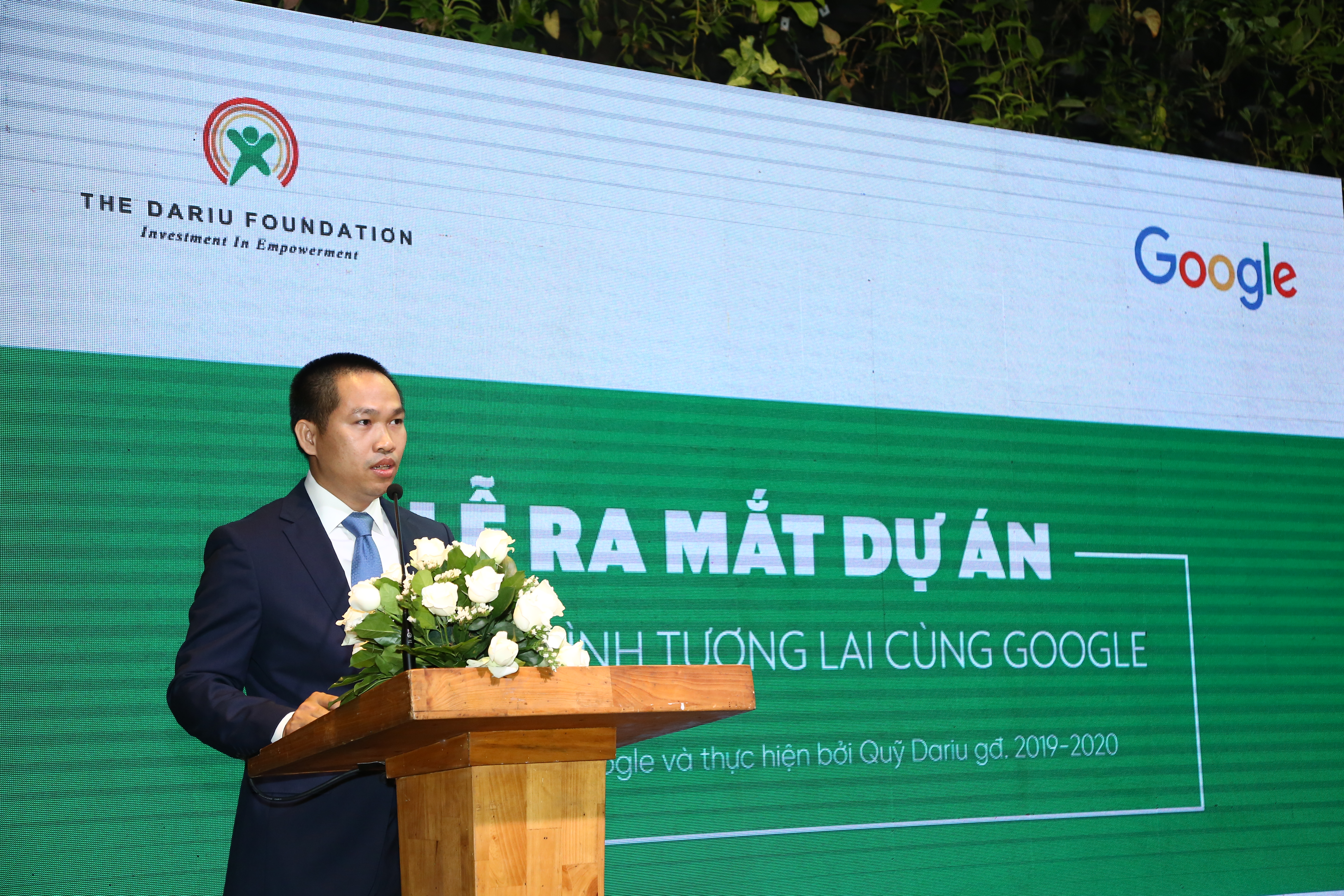 Nguyen Van Hanh, general manager of the Dariu Foundation, speaks at the launch of the second phase of the ‘Coding your future with Google’ project in Ho Chi Minh City on December 5, 2019. Photo: Google