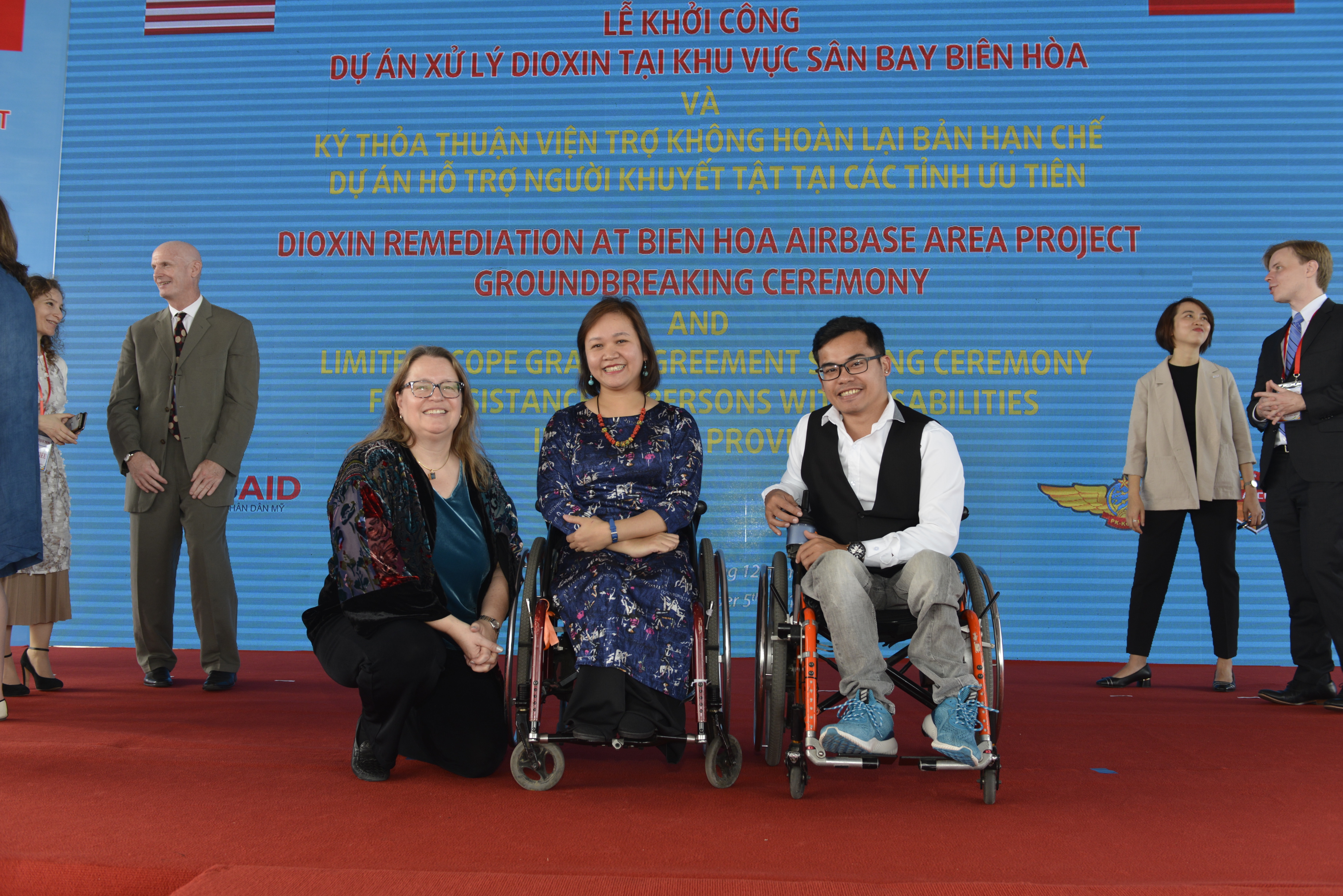 Disabled people attend the launch of a program to support persons with disabilities in Vietnam at Bien Hoa Airbase in Bien Hoa City, Dong Nai Province in southern Vietnam on December 5, 2019. Photo: USAID
