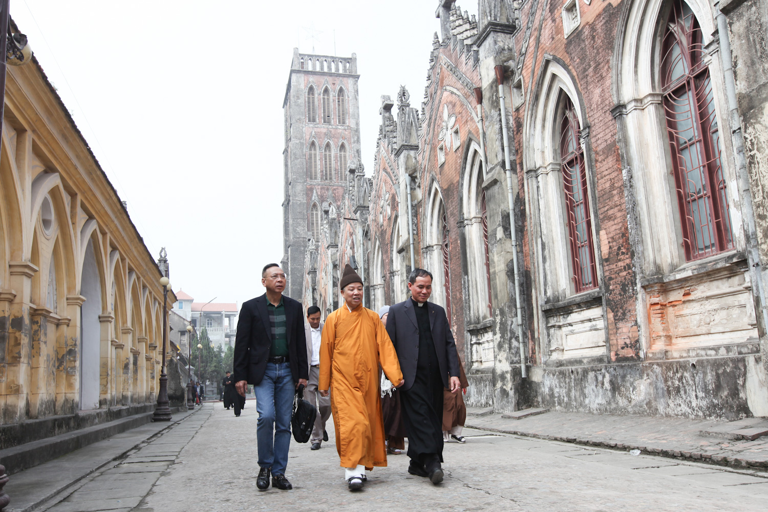 Senior Buddhist monks visit churches on Christmas Eve in Vietnam