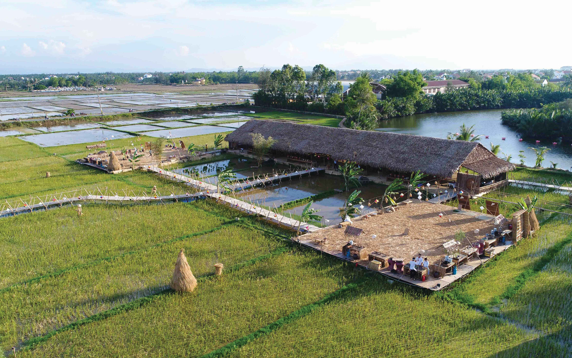 A bird eye's view of The Field Restaurant located in Cam Thanh Commune, Hoi An City, Quang Nam Province in central Vietnam. Photo: Thai Ba Dung / Tuoi Tre