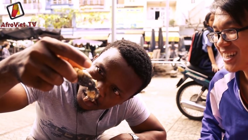 Nnadozie Uzor Nadis is seen trying Balut for the first time in a video on his YouTube Channel Afro Viet TV