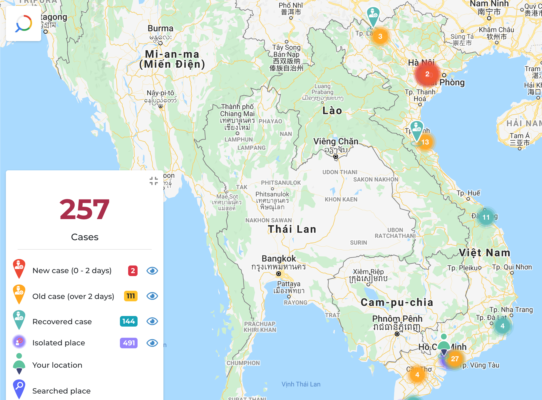 Homemade live map keeps people updated on COVID-19 in Vietnam