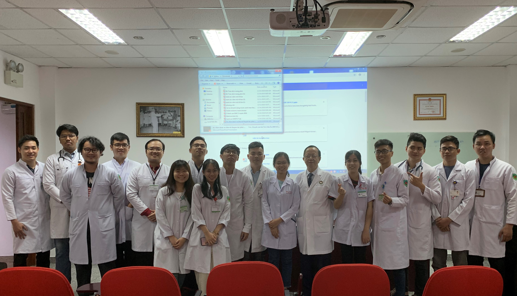 Students at the School of Medicine of Tan Tao University pose for a photo inside their classroom. Photo: Tan Tao University