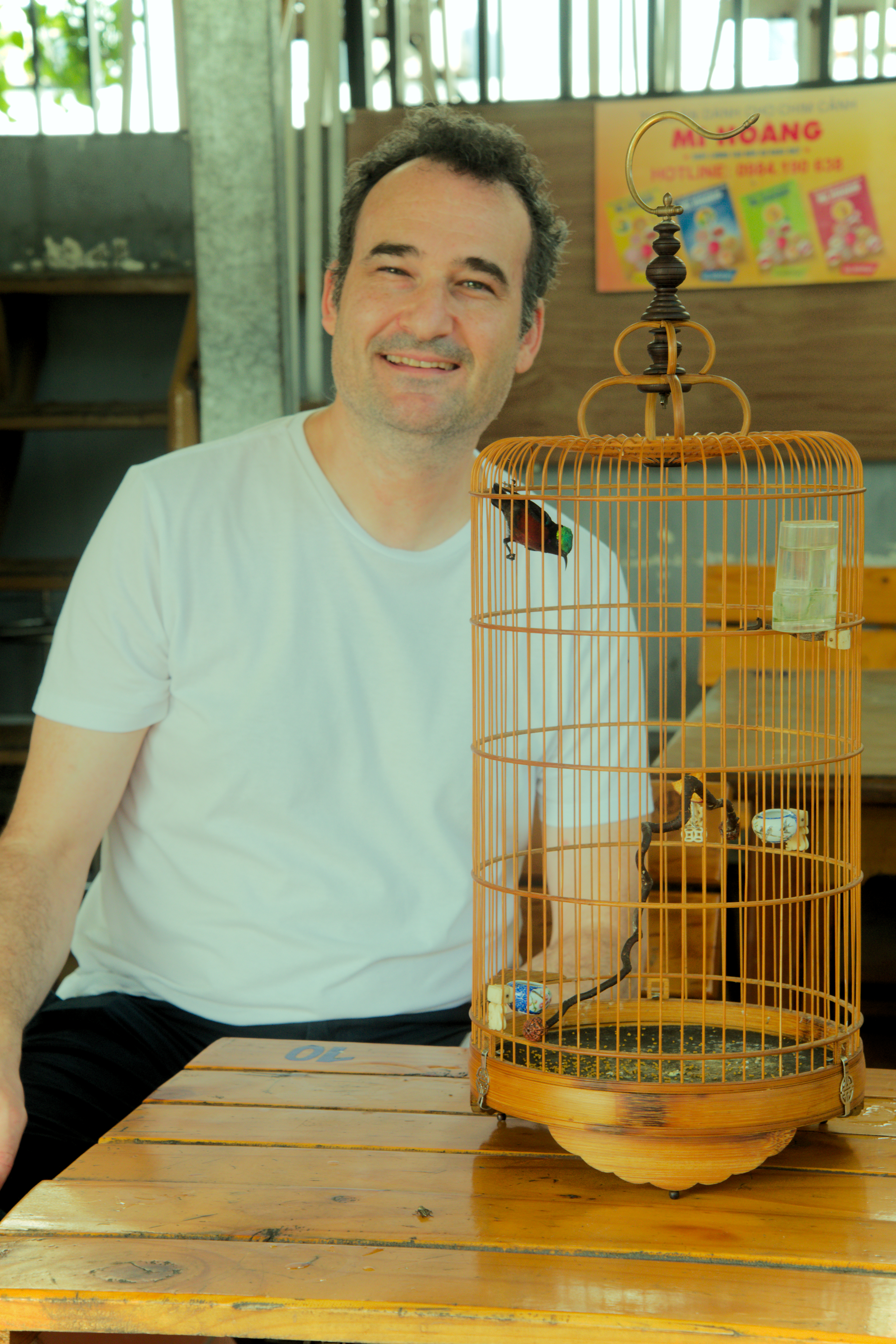 Kyle Nunas is seen in a photo he provided Tuoi Tre News showing him during his visit to a bird cafe near Tao Dan Street in Ho Chi Minh City's District 1.