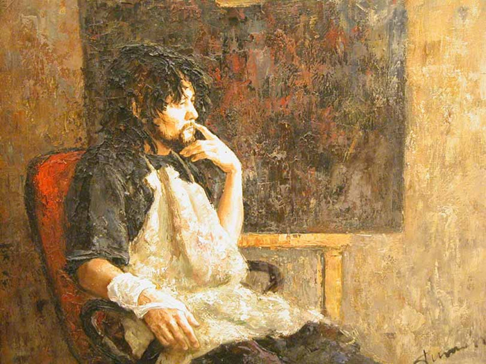 A self-portrait by Russian artist Tuman Zhuamabaev posted to his Facebook account.