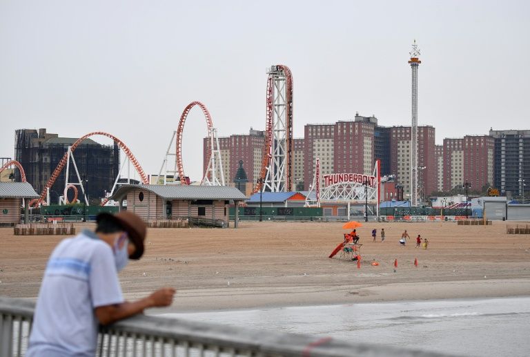 View of the Coney Island beach and boardwalk on August 13, 2020 in New York City. Photo: AFP