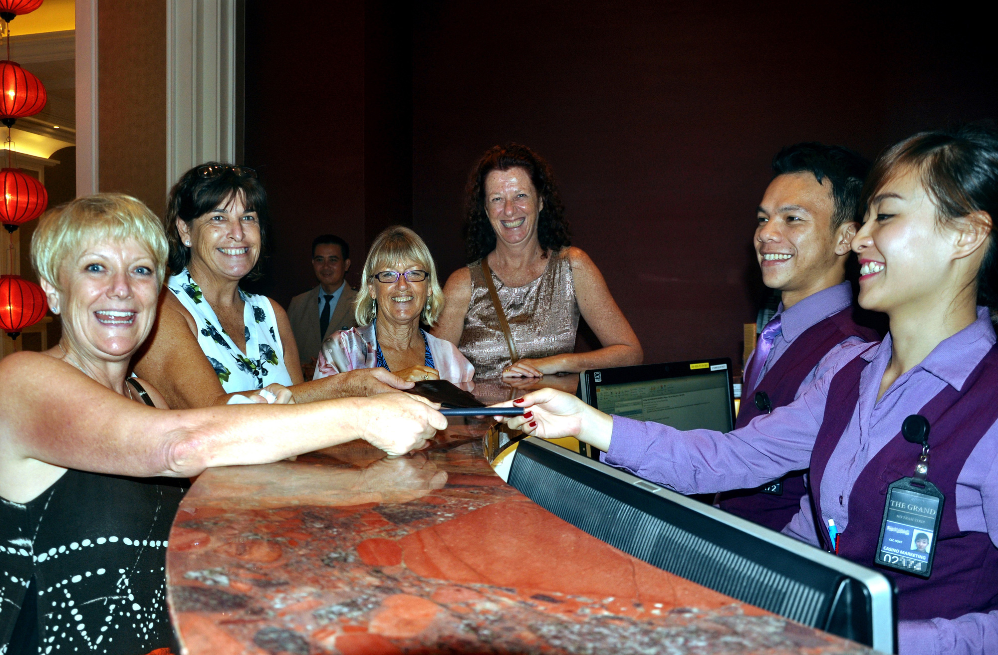 Foreign visitors check in at the Ho Tram Casino in Ba Ria-Vung Tau Province, Vietnam. Photo: Dong Ha / Tuoi Tre